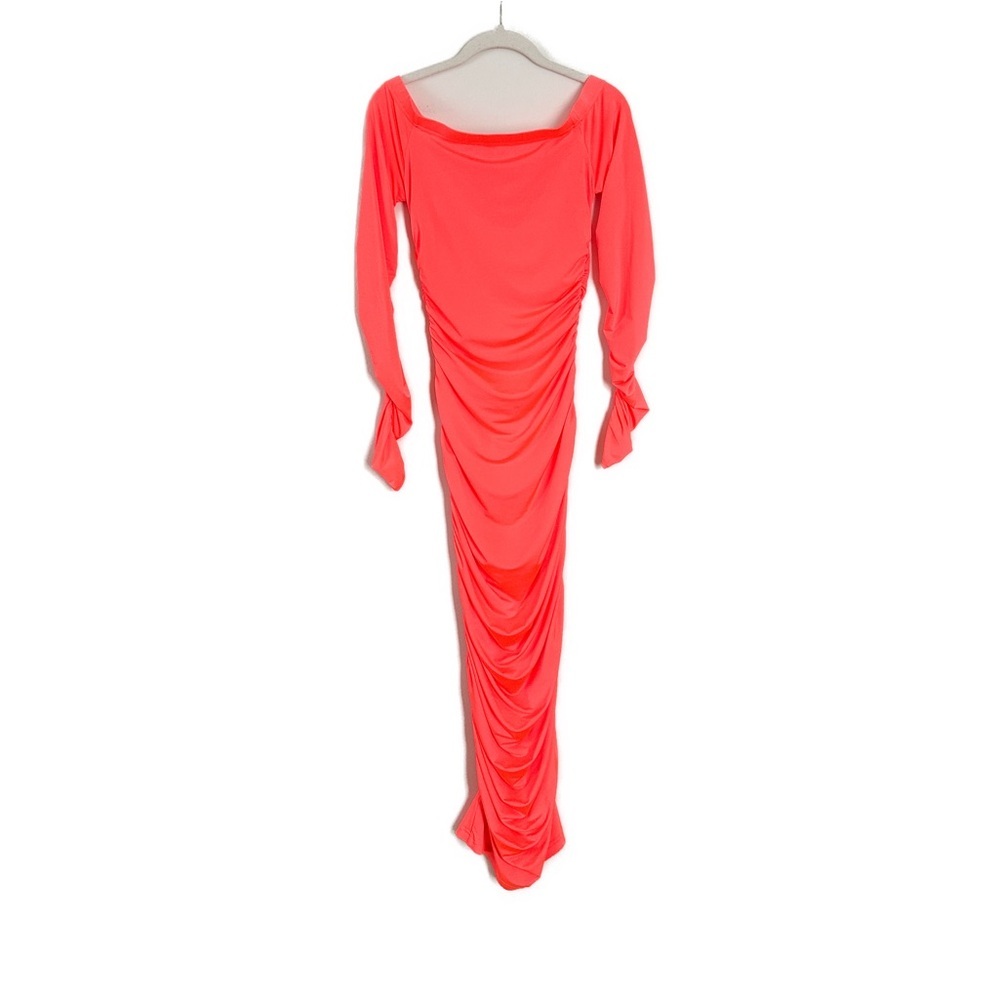 L’Agence Kamali Ruched Off-Shoulder Dress Neon Orange Size Small - Picture 5 of 7